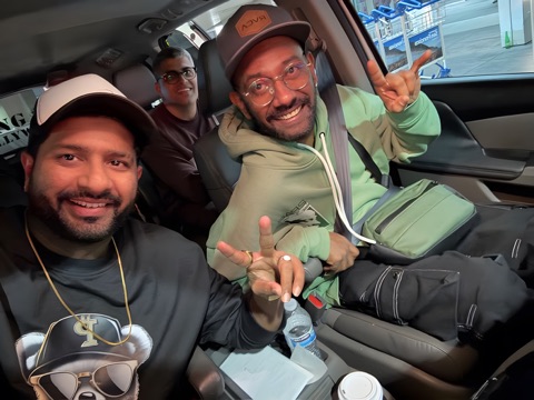 Our founder on the road with fellow artists